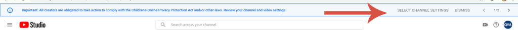 YouTube notification about COPPA law
