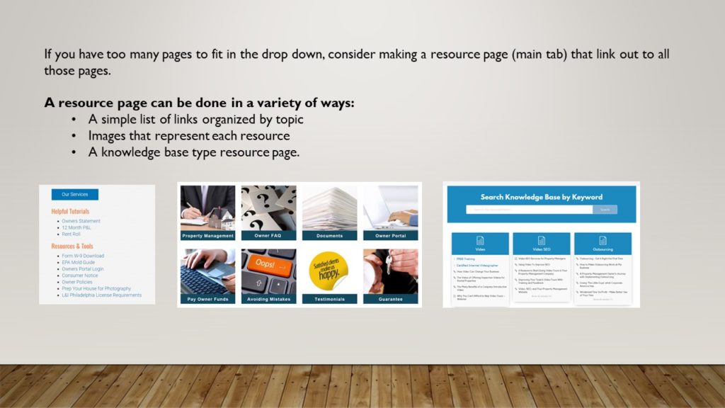 Use Resource Pages to link to your content