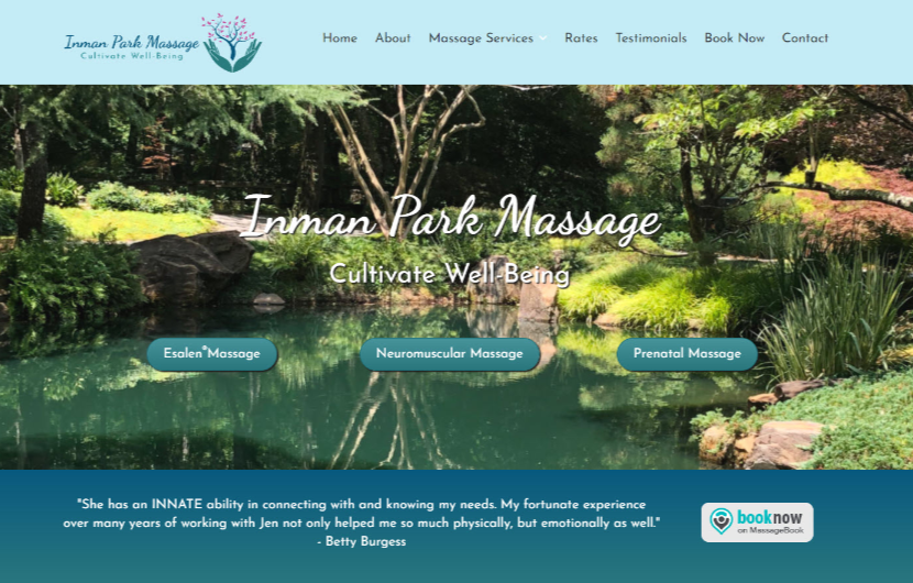 Inman Park GA massage website design