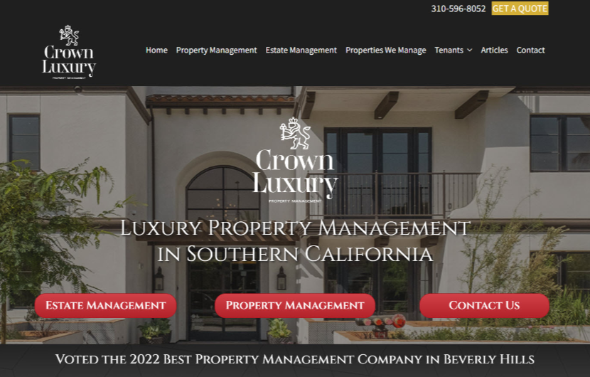 LA luxury property management company website design