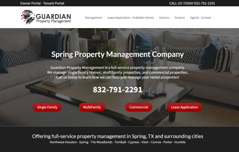 Spring TX property management website design