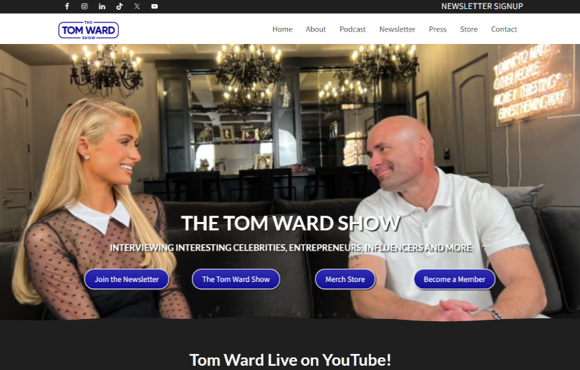 Youtuber Podcaster Tom Ward website