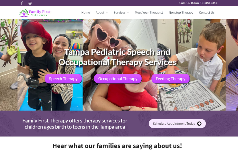 Pediatric therapy services website design